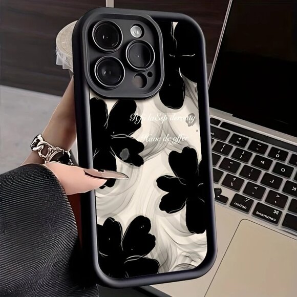 Apple iPhone 16 Pro/Max Elegant Black Floral phone case - Picture 1 of 1